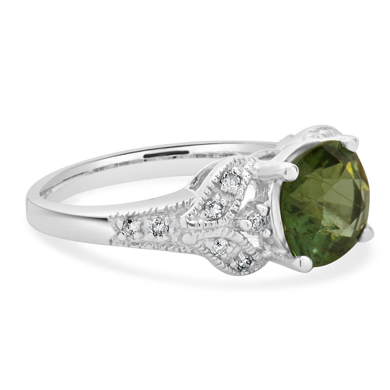 14 Karat White Gold Paraiba Cuprian Tourmaline and Diamond Ring