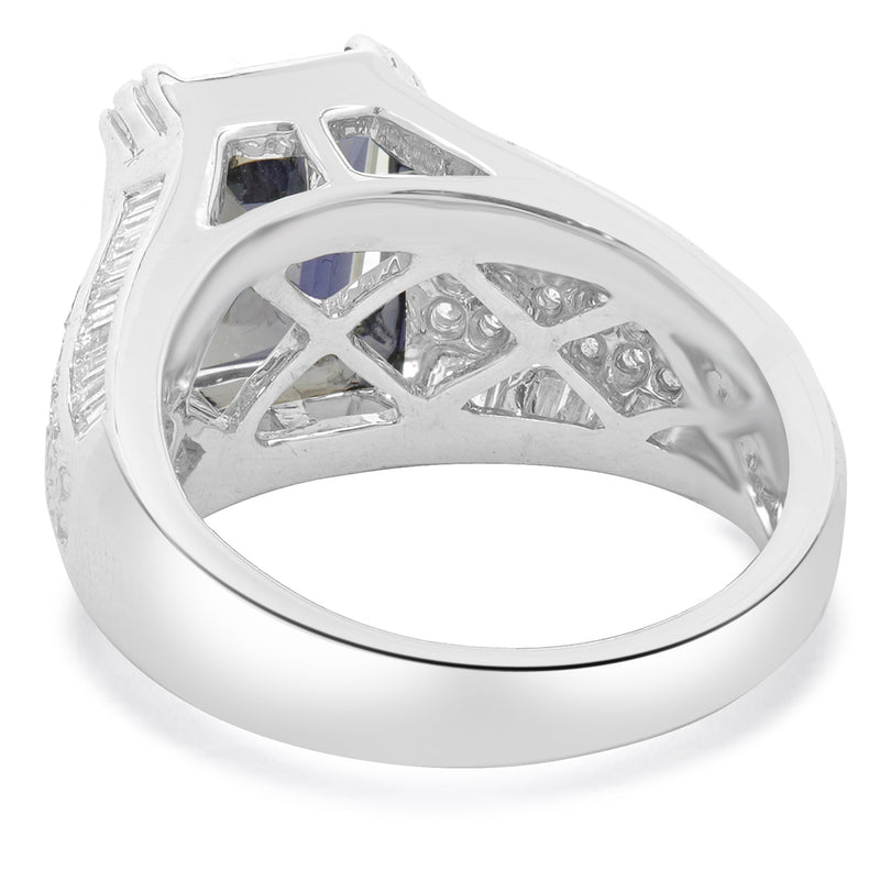18 Karat White Gold Iolite and Diamond Ring