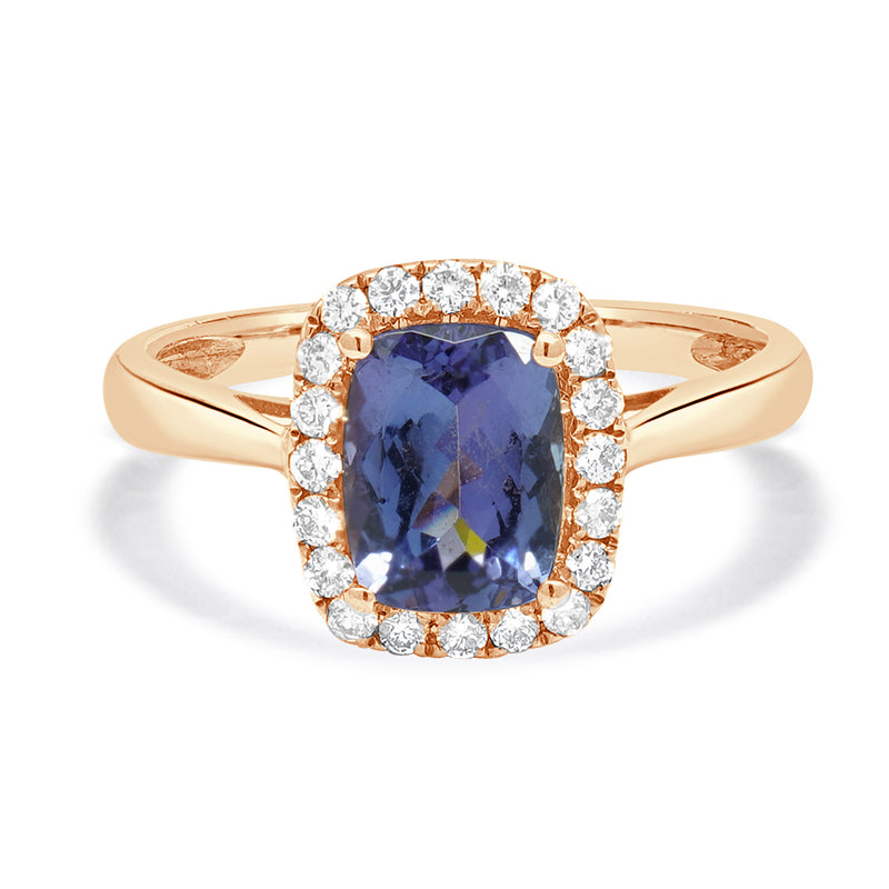 14 Karat Rose Gold Tanzanite and Diamond Ring