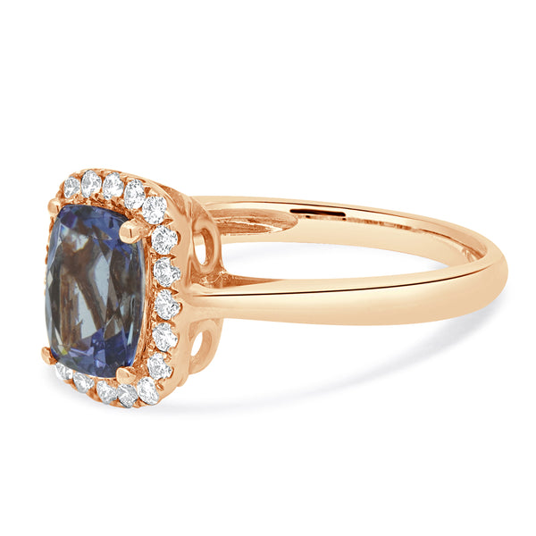 14 Karat Rose Gold Tanzanite and Diamond Ring