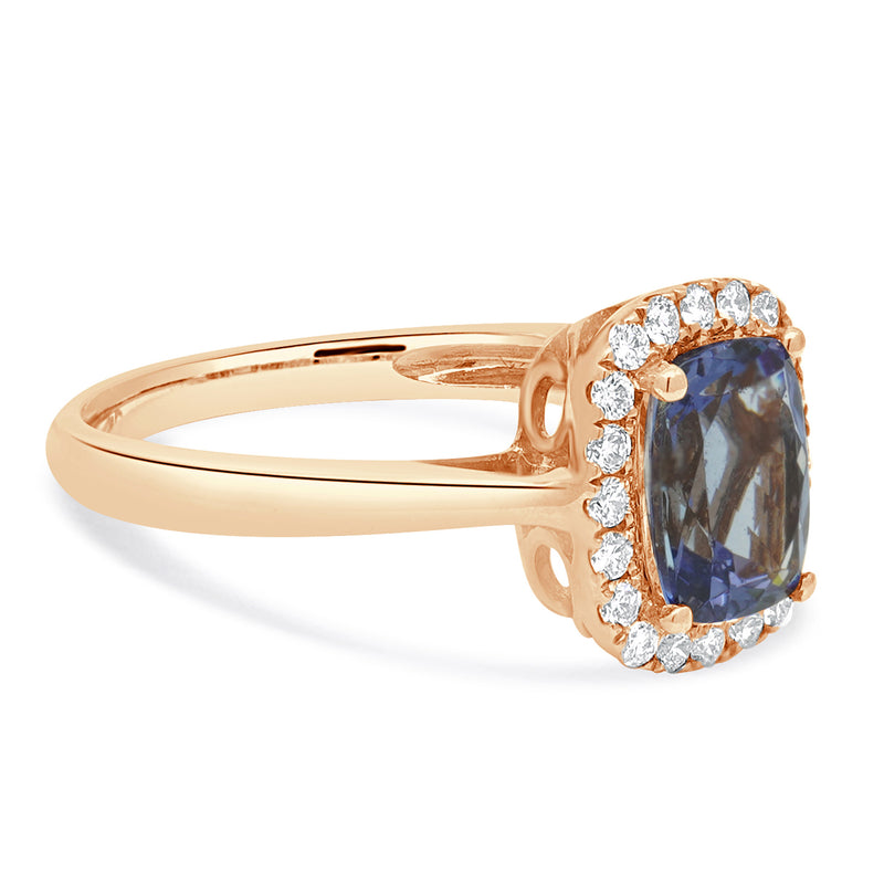 14 Karat Rose Gold Tanzanite and Diamond Ring