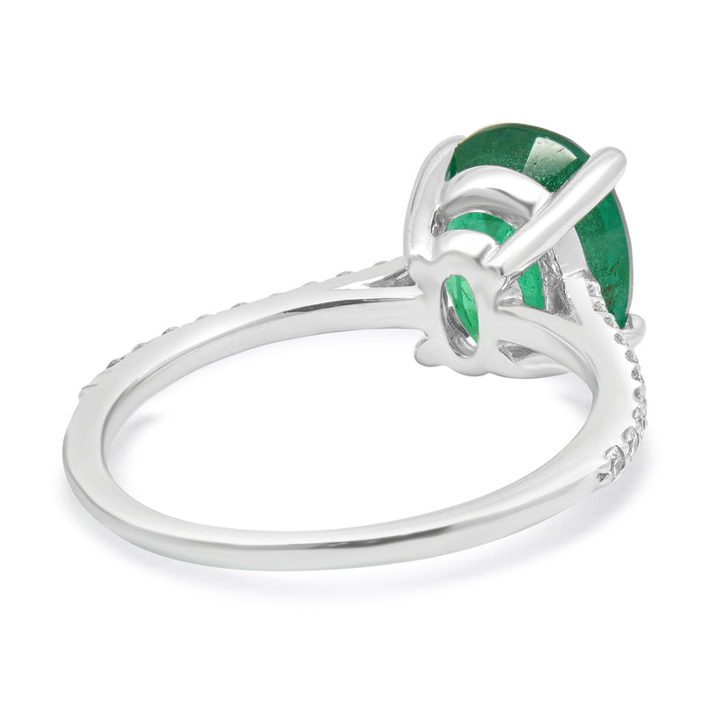 14 Karat White Gold Emerald and Diamond Ring