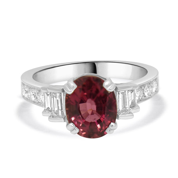 14 Karat White Gold Pink Tourmaline and Diamond Ring