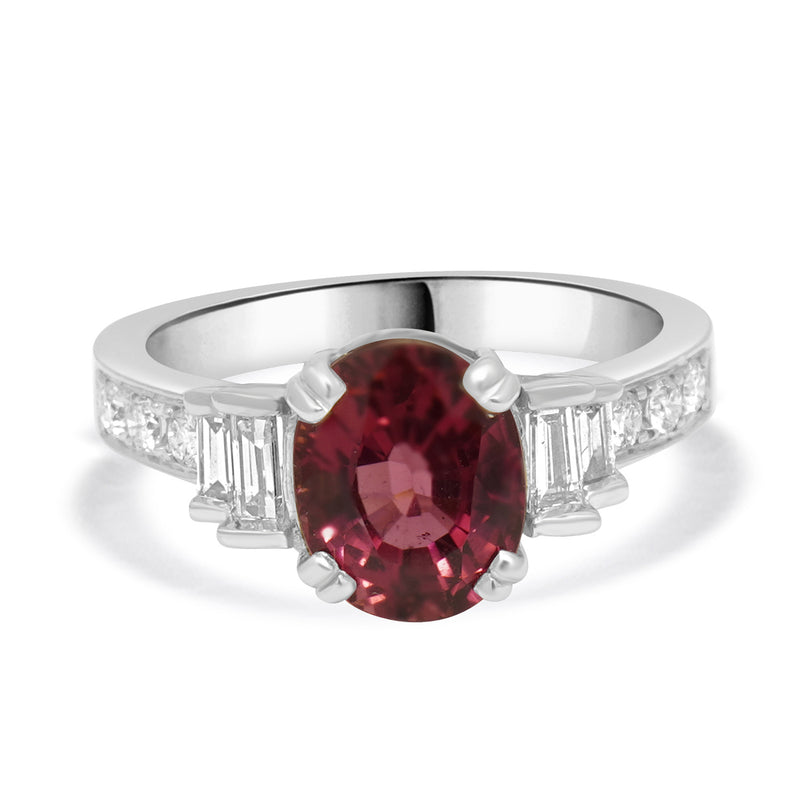 14 Karat White Gold Pink Tourmaline and Diamond Ring