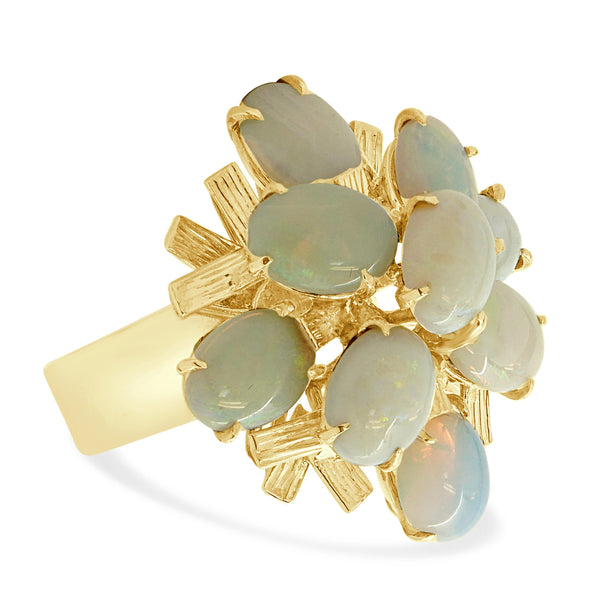 18 Karat Yellow Gold Opal Cluster Ring
