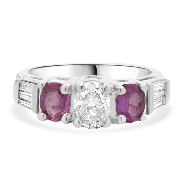 18 Karat White Gold Pink Sapphire and Diamond Ring