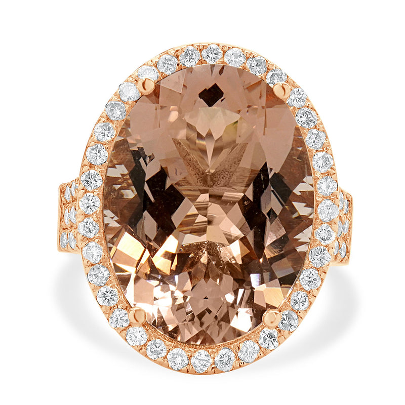 14 Karat Rose Gold Morganite and Diamond Ring