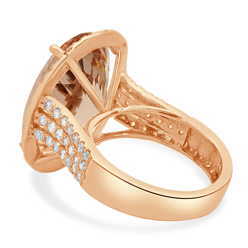 14 Karat Rose Gold Morganite and Diamond Ring