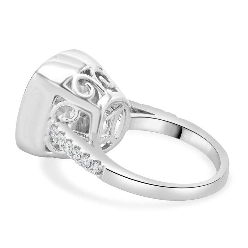18 Karat White Gold Bezel Set Kunzite and Diamond Ring