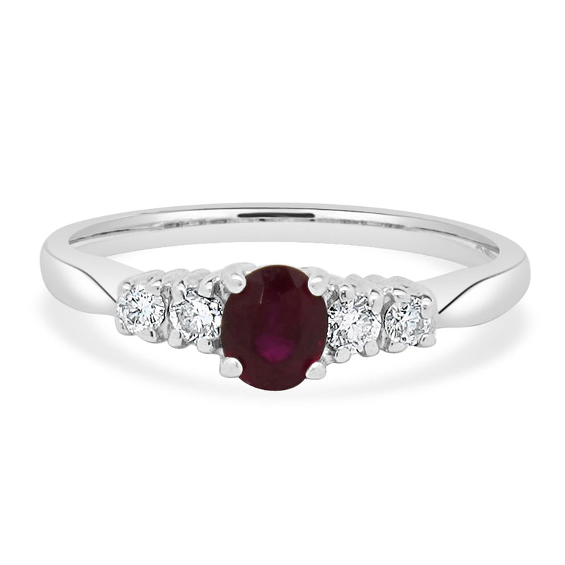 14 Karat White Gold Ruby and Diamond Ring