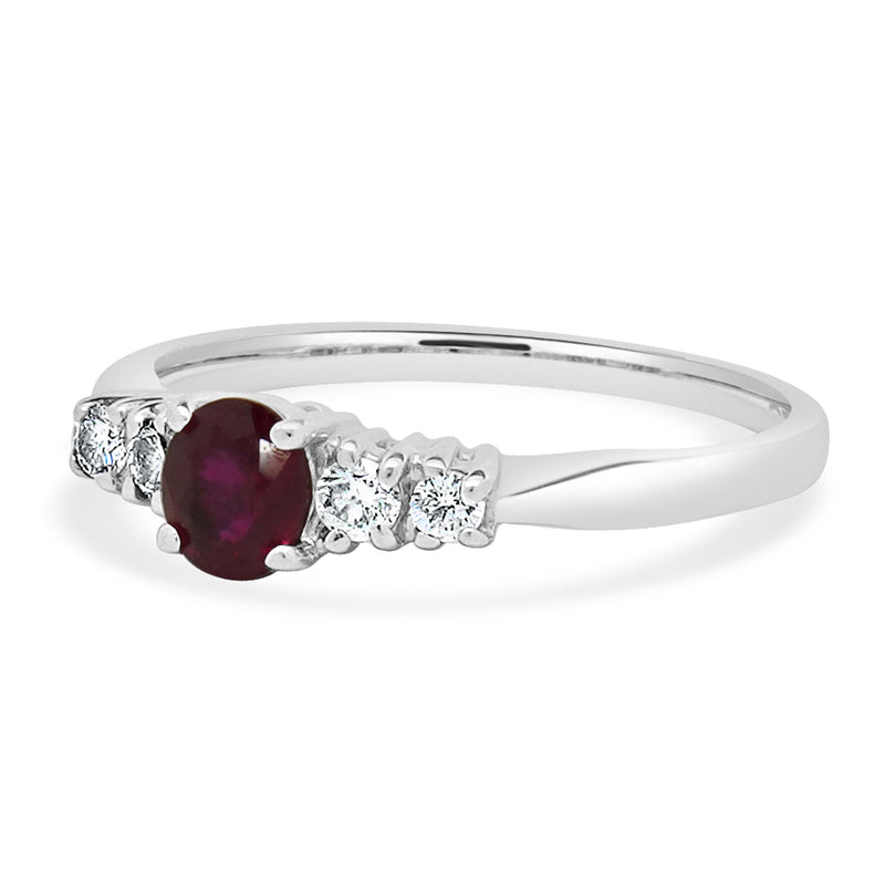 14 Karat White Gold Ruby and Diamond Ring