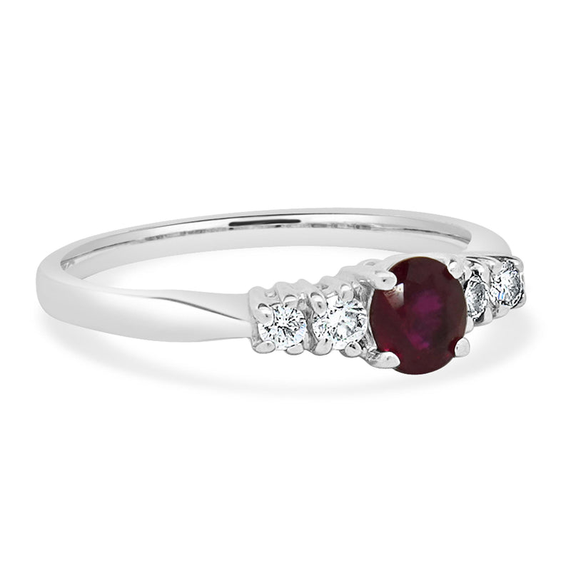 14 Karat White Gold Ruby and Diamond Ring