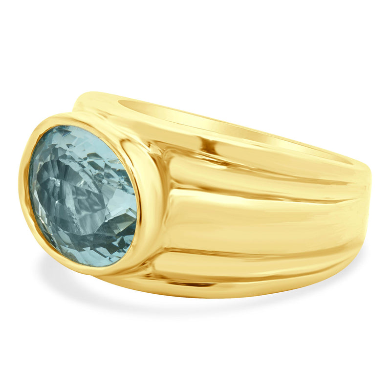 14 Karat Yellow Gold Bezel Set Aquamarine Ring