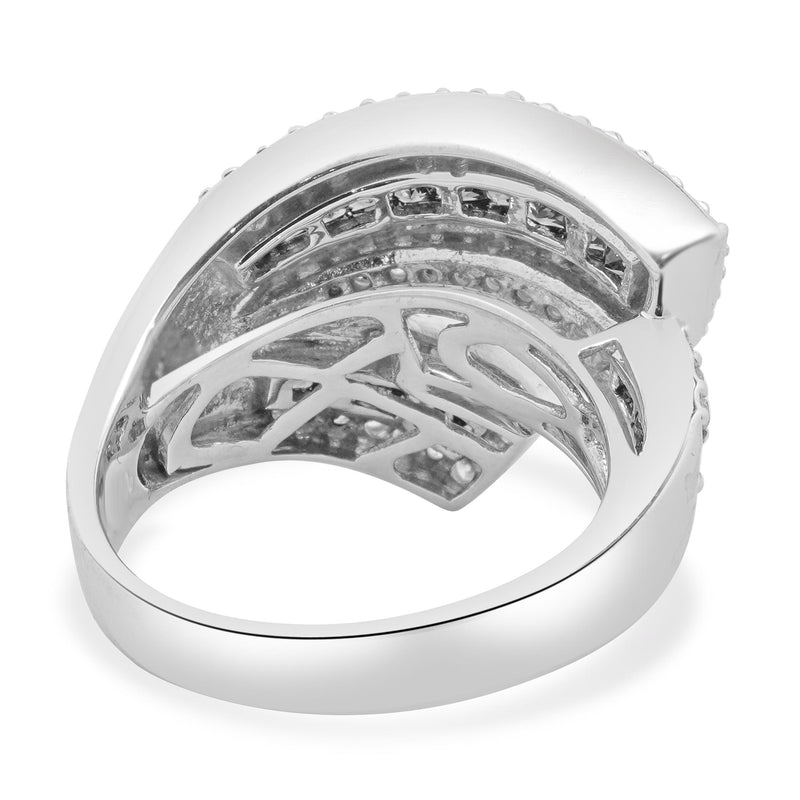 18 Karat White Gold Sapphire & Diamond Wave Ring