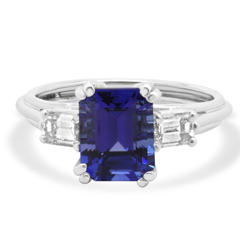 Platinum Tanzanite and Diamond Ring