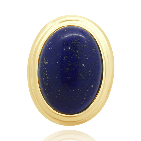 14 Karat Yellow Gold Lapis Cabochon Ring