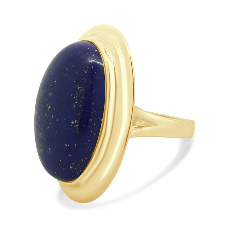14 Karat Yellow Gold Lapis Cabochon Ring