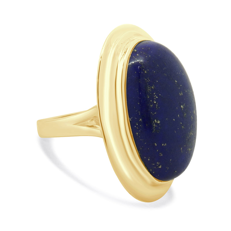 14 Karat Yellow Gold Lapis Cabochon Ring