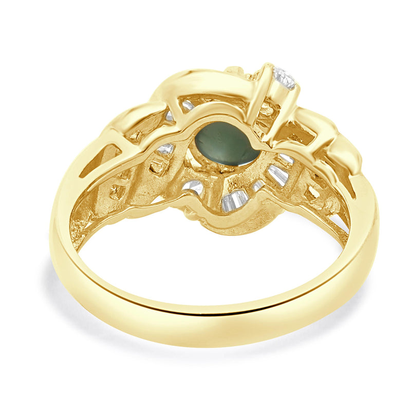 14 Karat Yellow Gold Cat’s Eye Alexandrite and Diamond Ring