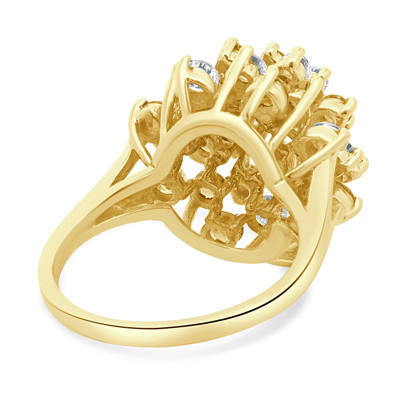 18 Karat Yellow Gold Diamond and Ruby Cocktail Swirl Ring
