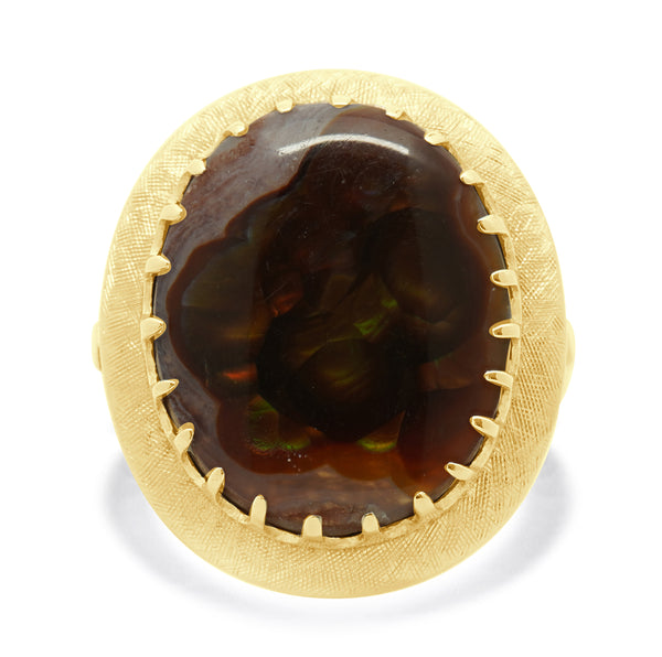 14 Karat Yellow Gold Fire Agate Ring