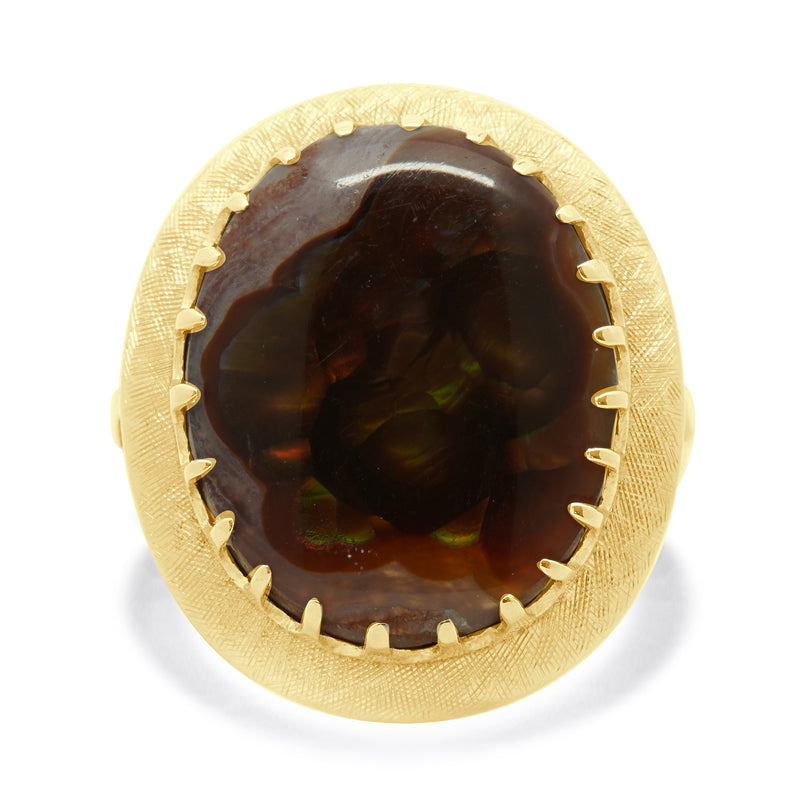 14 Karat Yellow Gold Fire Agate Ring