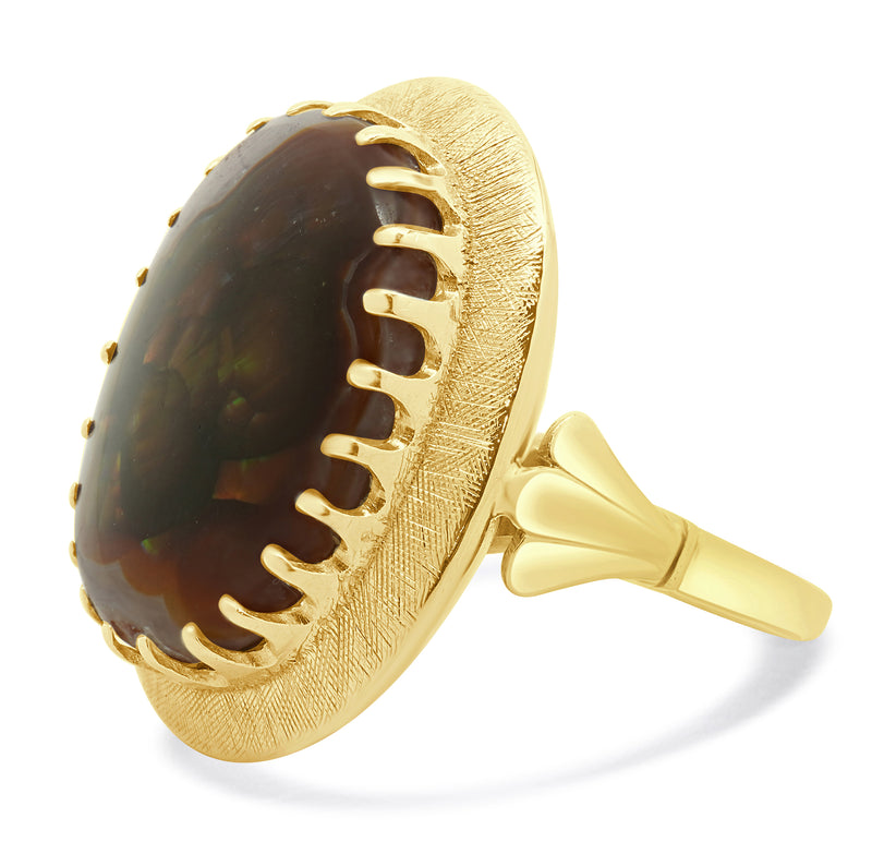 14 Karat Yellow Gold Fire Agate Ring