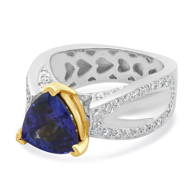 18 Karat Two Tone Tanzanite and Diamond Ring