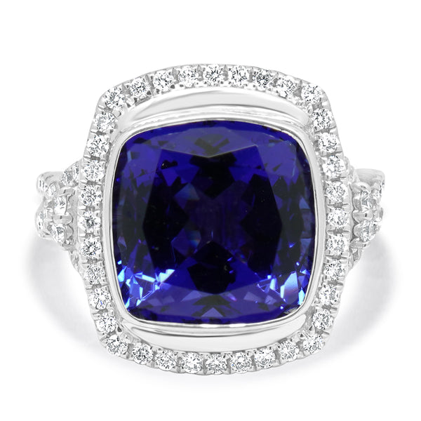 18 Karat White Gold Tanzanite and Diamond Cocktail Ring