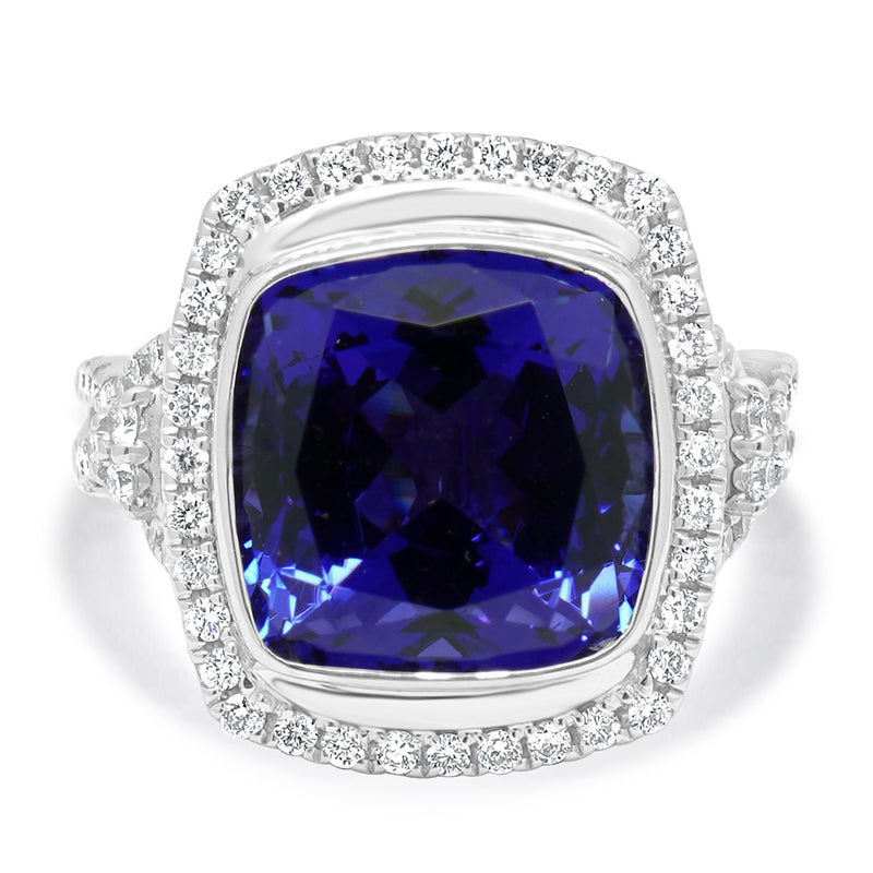 18 Karat White Gold Tanzanite and Diamond Cocktail Ring