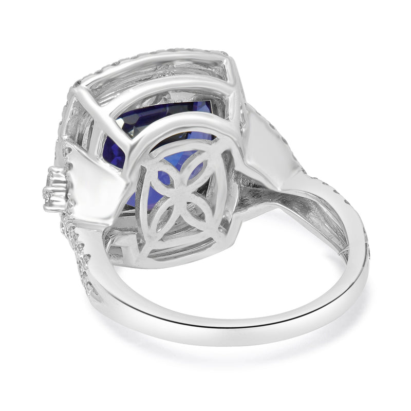 18 Karat White Gold Tanzanite and Diamond Cocktail Ring