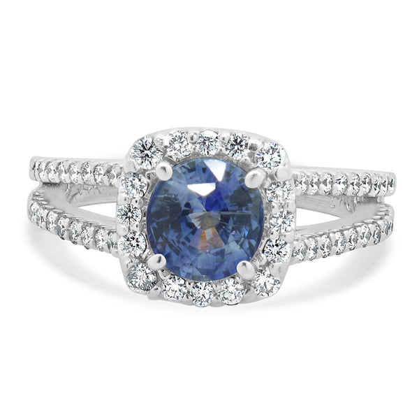 14 Karat White Gold Sapphire and Diamond Cocktail Ring