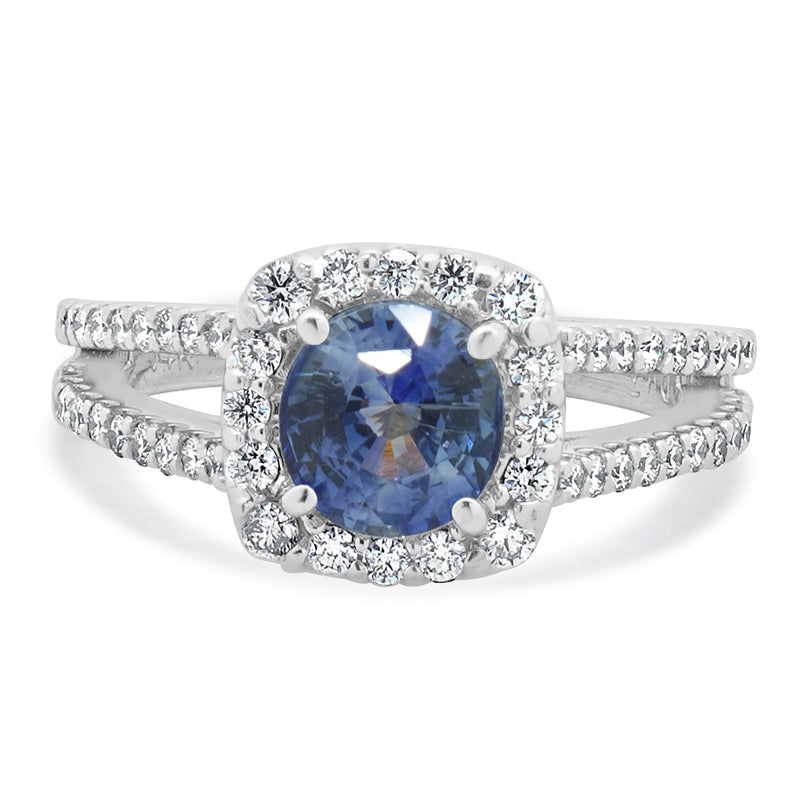 14 Karat White Gold Sapphire and Diamond Cocktail Ring