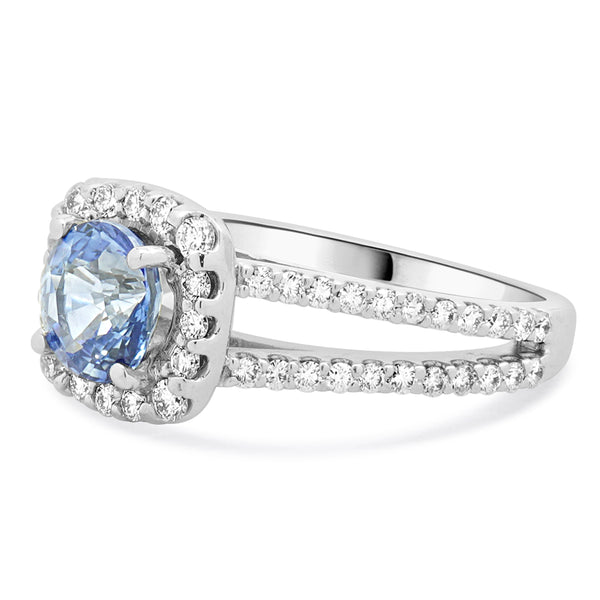 14 Karat White Gold Sapphire and Diamond Cocktail Ring