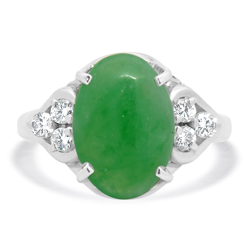 Platinum Jade and Diamond Ring