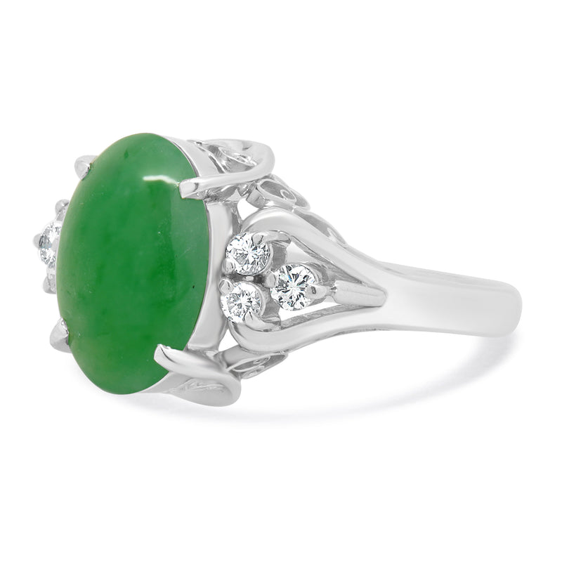 Platinum Jade and Diamond Ring