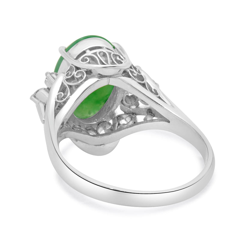 Platinum Jade and Diamond Ring