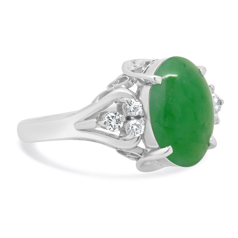 Platinum Jade and Diamond Ring