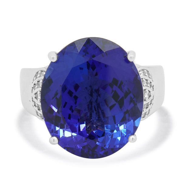 18 Karat White Gold Tanzanite and Diamond Cocktail Ring