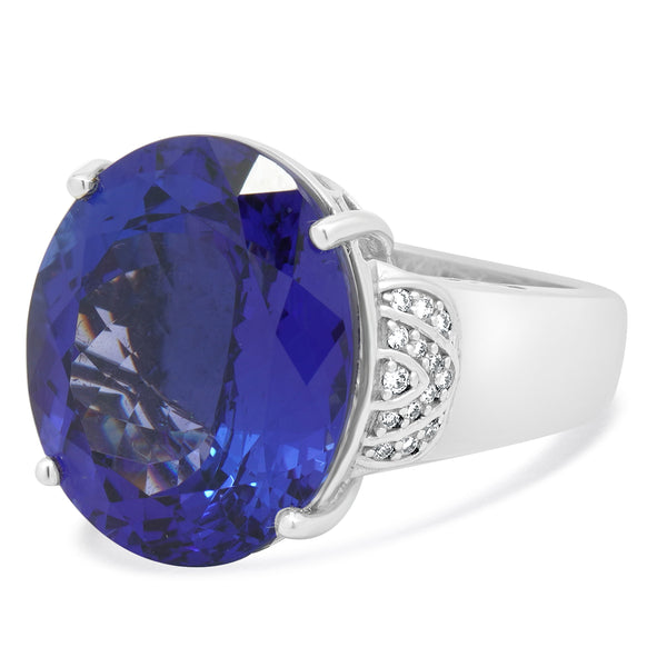 18 Karat White Gold Tanzanite and Diamond Cocktail Ring