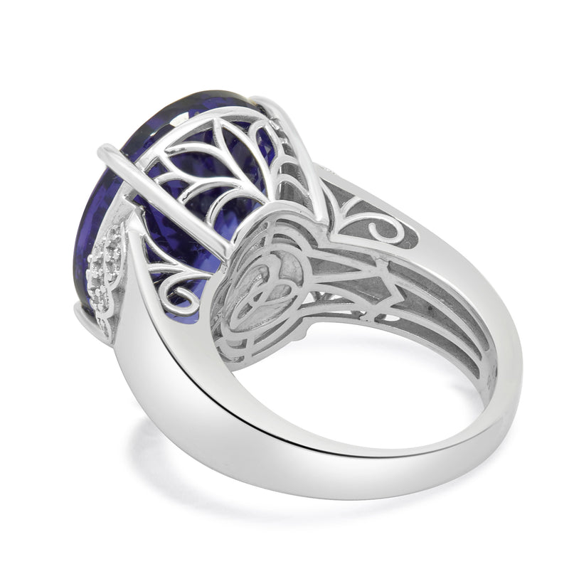 18 Karat White Gold Tanzanite and Diamond Cocktail Ring
