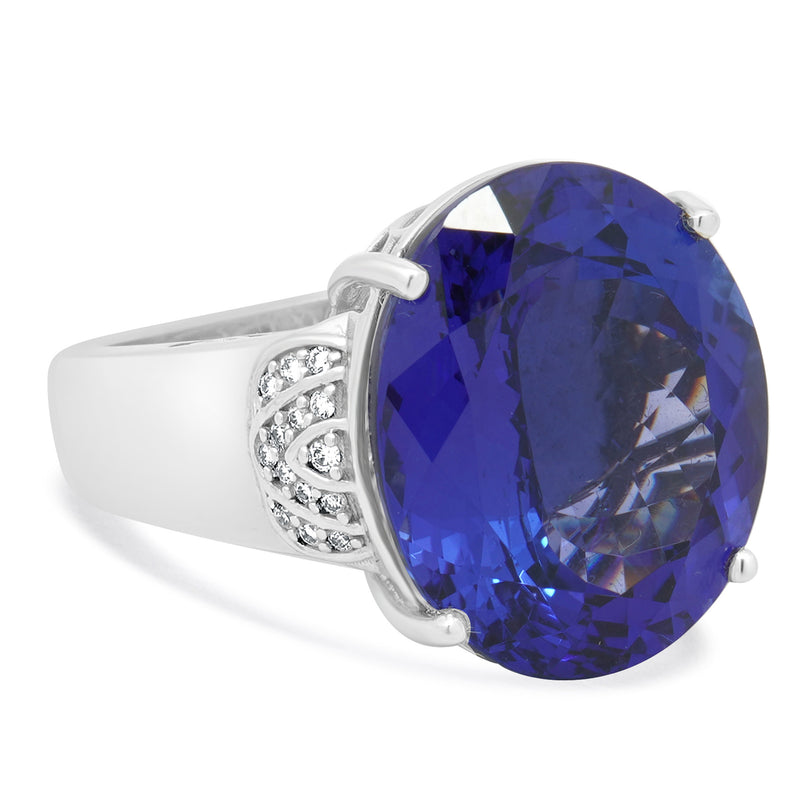 18 Karat White Gold Tanzanite and Diamond Cocktail Ring