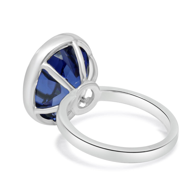 Platinum Bezel Set Oval Sapphire Solitaire Ring