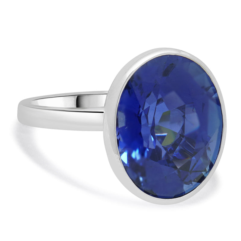 Platinum Bezel Set Oval Sapphire Solitaire Ring