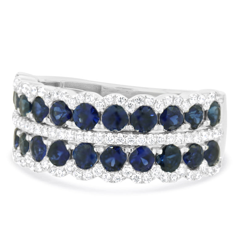14 Karat White Gold Sapphire and Diamond Band