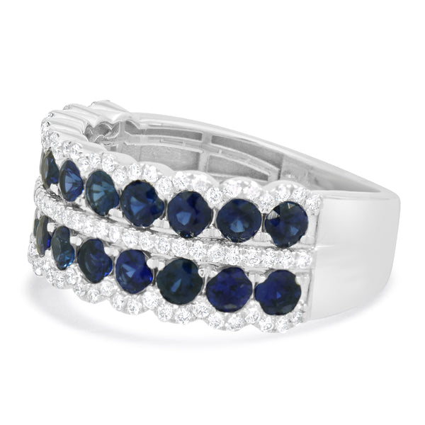 14 Karat White Gold Sapphire and Diamond Band