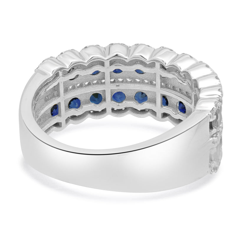 14 Karat White Gold Sapphire and Diamond Band