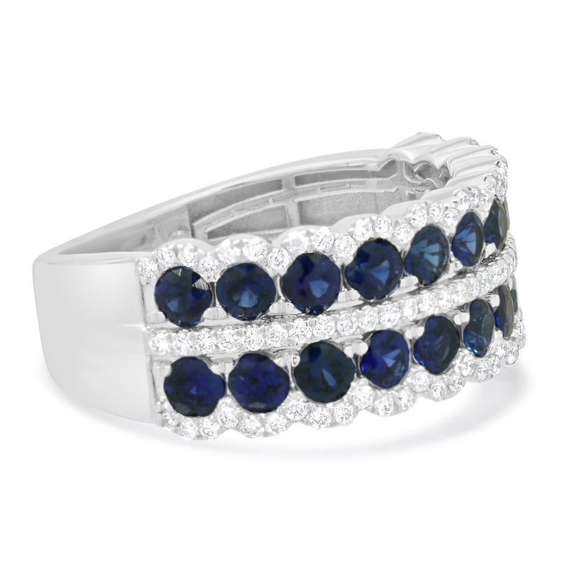 14 Karat White Gold Sapphire and Diamond Band