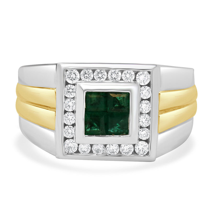 14 Karat White & Yellow Gold Colombian Emerald International Emerald and Diamond