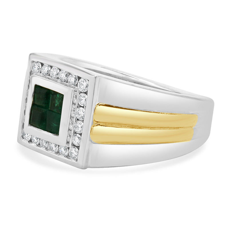 14 Karat White & Yellow Gold Colombian Emerald International Emerald and Diamond